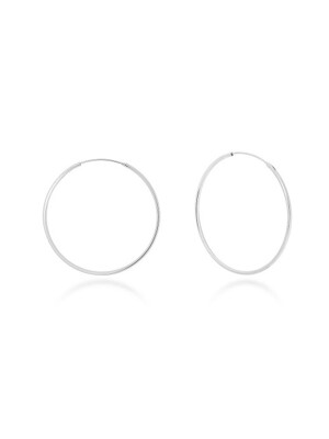 40mm Basic Hoop Silver Earrings