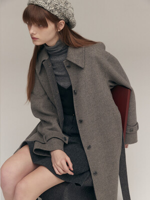 A-LINE HANDMADE LONG COAT (gray herringbone)