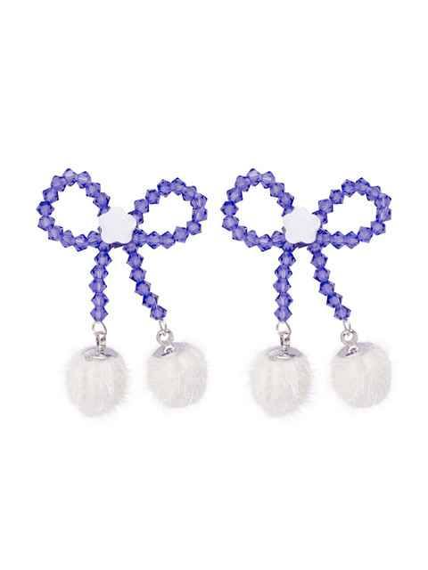 - 스윙셋 (Swingset) - Snow Ribbon Beads Earrings (Purple)