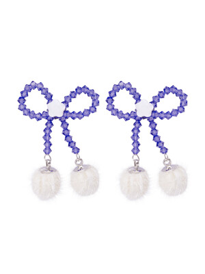 Snow Ribbon Beads Earrings (Purple)