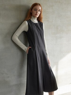 F/W sleeveless long dress_CHARCOAL