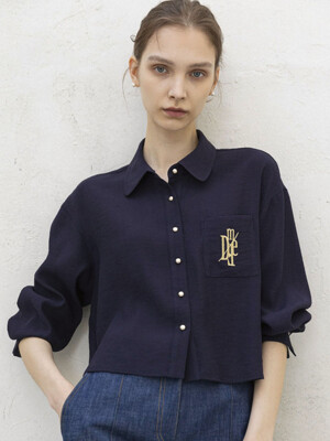 DRESSY CROP NAVY  BLOUSE