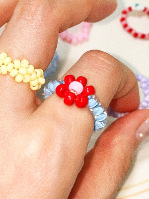 Red Bell Bold Beads Ring 비즈반지