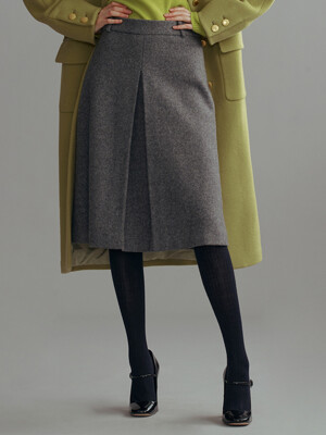 FENCHURCH A-line wool midi skirt (Charcoal)