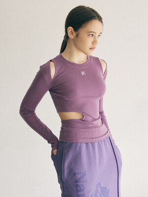 SIDE CUT OUT LONG SLEEVE, PALE PURPLE