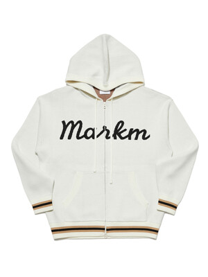 GRAPHIC POINT JACQUARD HOOD ZIP-UP IVORY