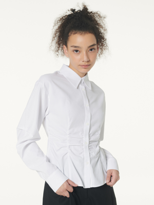 Shirring Slim Line Shirts White WBCSTP012WH