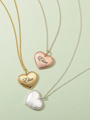 925 Initial Dewy Heart Necklace