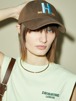 H ALPHABET EMBROIDERY BALL CAP BROWN