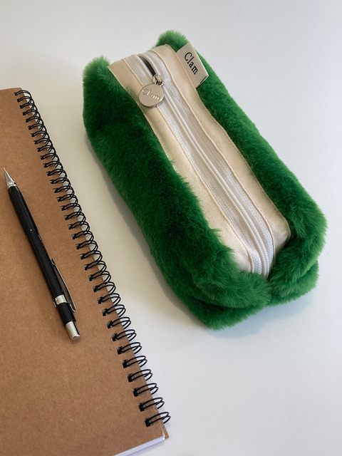 문구,클러치 - 클램 (Clam) - Clam round pencilcase _ Fur Green frog