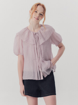 WED_Thin ruffled linen blouse_PURPLE