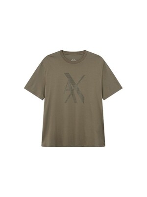 AX 남성 빅 AX 로고 크루넥 티셔츠(A413330006)_카키