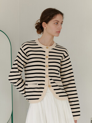 STRIPE KNIT JACKET_IVORY