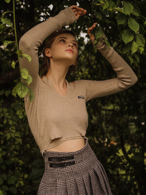 Halter Neck Cropped Knit Oatmeal