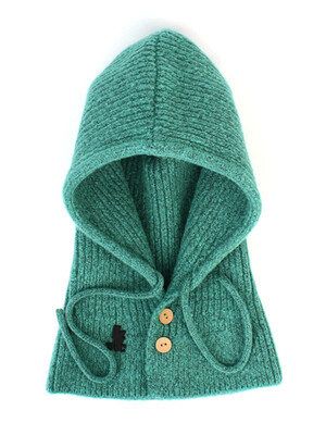 Wool Knit Green Open Balaclava 바라클라바