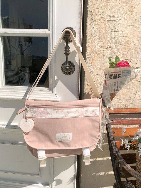 숄더백,에코/캔버스백,에코/캔버스백,크로스백 - 오부니 (ovuni) - Bon voyage messenger bag_nude pink