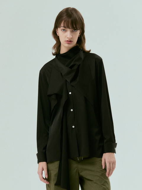 셔츠,블라우스 - 실른 (SILN) - Scarf blouse (BLACK)