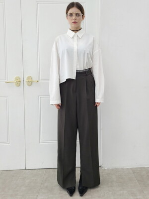 레이스 포인트 2턱 와이드 팬츠  Lace point  wide pants