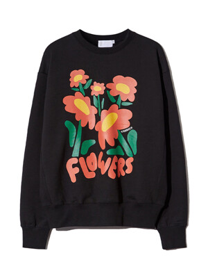 23FW Cotton Marigold Flower Sweatshirt Black_TMT02BK