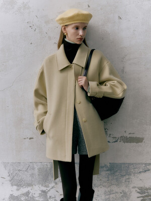 WOOL HALF COAT (butter beige)