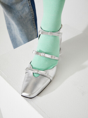 3-Strap Love-Tie Shoes (Silver)