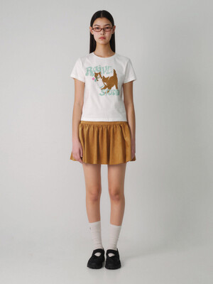 Suede Flare Skirt in Camel VW4SS123-92