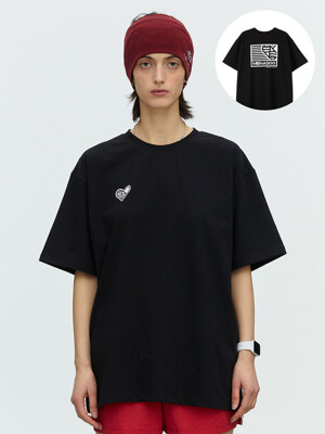 SMALL HEARTTRACK OVER FIT TEE_BLACK