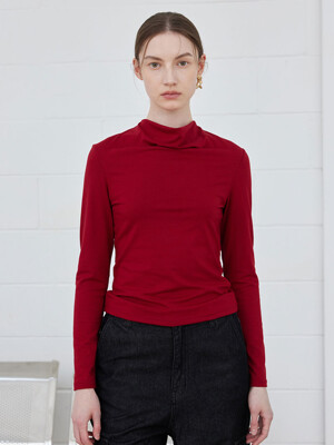 COWL NECK TOP_RED