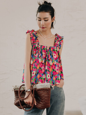 LS_Colorful flower painted blouse