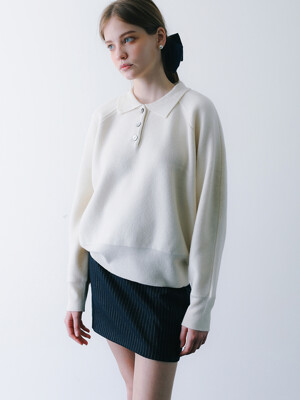 Air Wool Over-Fit Collar Knit Ivory