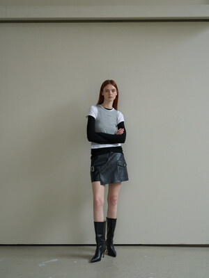 Buckle Wrap Mini Skirt Black