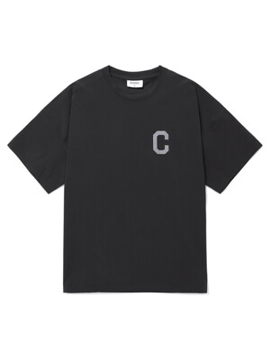 C 로고 나일론 티셔츠 블랙