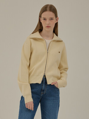 Rohan collar zip-up knit_Ivory