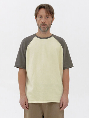 [Men] Tail Raglan Knit T-Shirt (Yellow/Khaki)