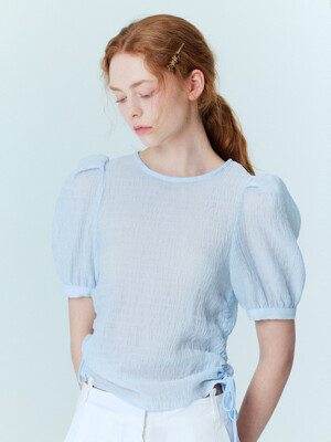 Crinkle string blouse_Sky