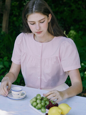 Julia Shirring Blouse - Light Pink