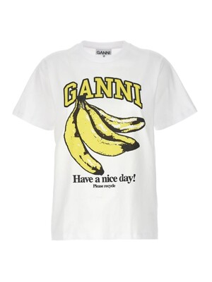 당일 바나나 프린팅 로고 티셔츠 브라이트화이트 24SS T3861 151