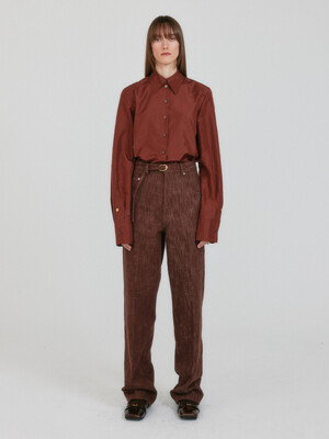 ZENIM Belted Denim Pants - Brown