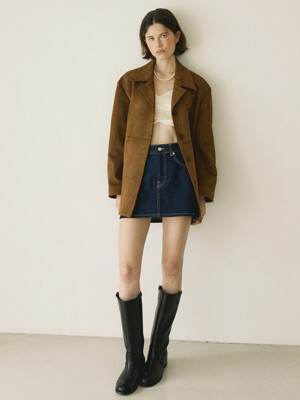 SUEDE HALF JACKET - BROWN