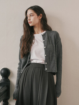 cashmere basic cardigan-charcoal