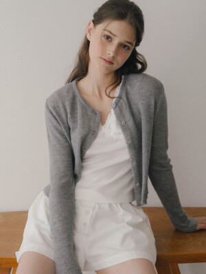 [단독]Basic Ribbed Round Kid- Mohair Cardigan_4 Colors