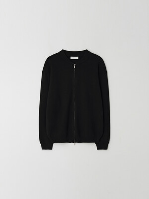 Minimal 2-way Zip-up Cardigan_Black