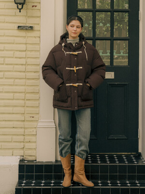 Hooded duffle duck-down jumper_Brown