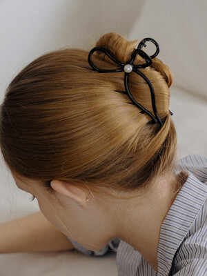 HLD011 Black metal ribbon hair clip