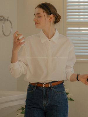Bloom seamline modal blended shirt_Ivory
