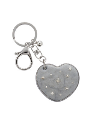 heart dia mirror key ring-silver