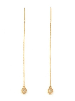 Long Diamond Earring (14k Gold)