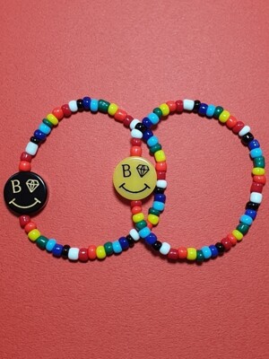 Rainbow smile coin beads bracelet 레인보우 스마일코인 비즈팔찌