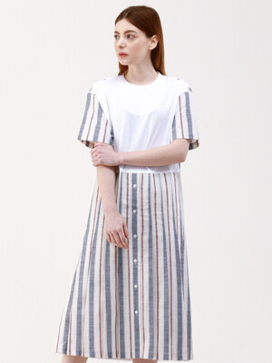 WunderGeist Cotton Linen Stripe Combination Half OPS(White)