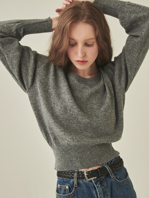 U Neck Crop Knit GREY